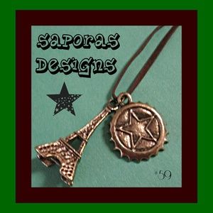 Eiffel Tower Bottle Cap Design Necklace